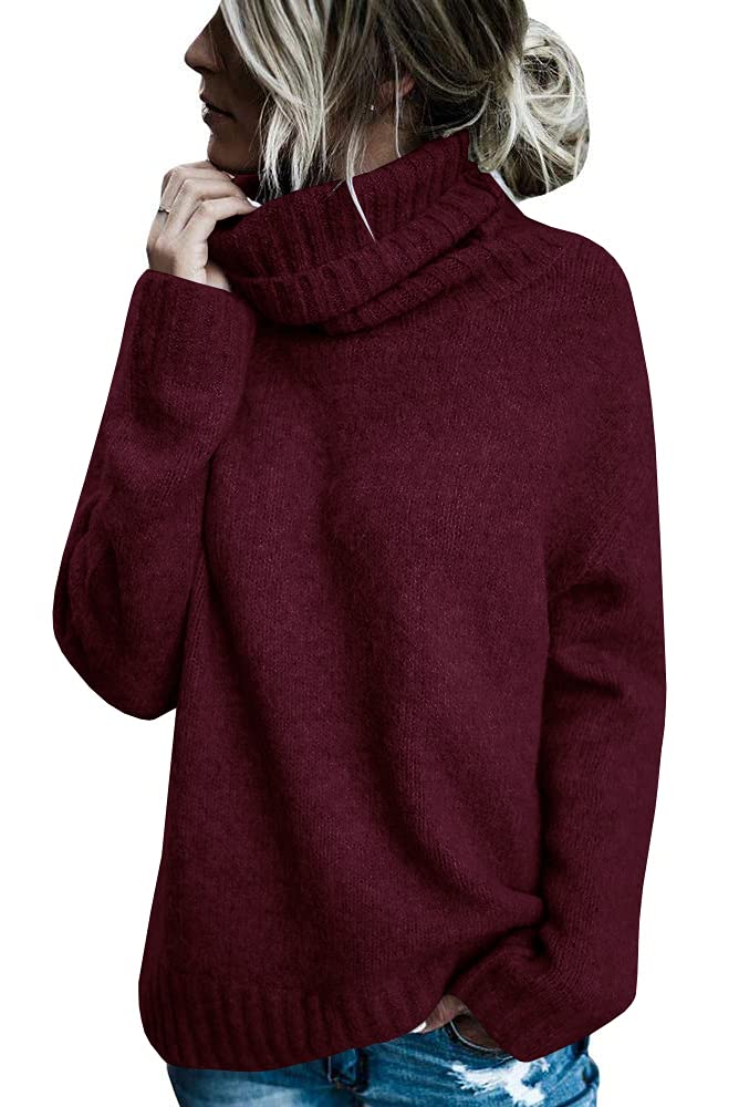 FISACE Womens Oversized Turtleneck Pullover Sweater Cable Knit Long Sleeve Sweater Tops