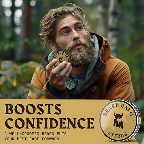 Vista 32 de Striking Viking Bálsamo para barba para hombres – Acondicionador para barba sin enjuague – Bálsamo de peinado hecho con mantequilla de barba