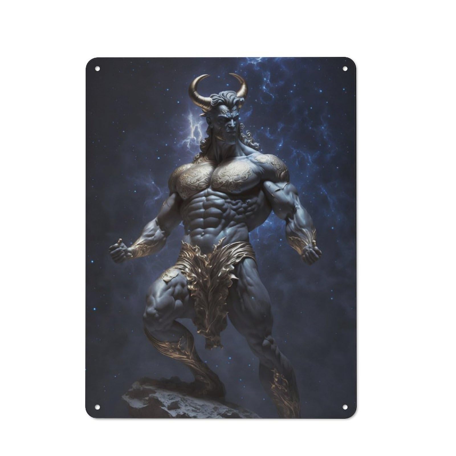 40x30cm Vintage Metal Plaque with Minotaur for Garage Or Workshop, A Christmas Gift for People Styling Garage And Workshop