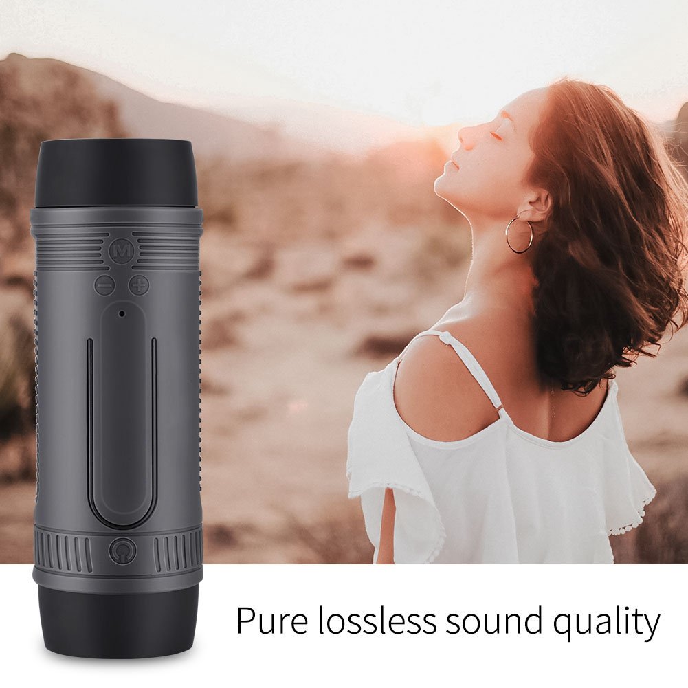 Impermeable Altavoz Inalámbrico Bluetooth,Altavoz Bluetooth Soporte de Radio FM y Reproducción de Música TF con Batería baja al Aire Libre Portátil Energía Móvil y LED luz
