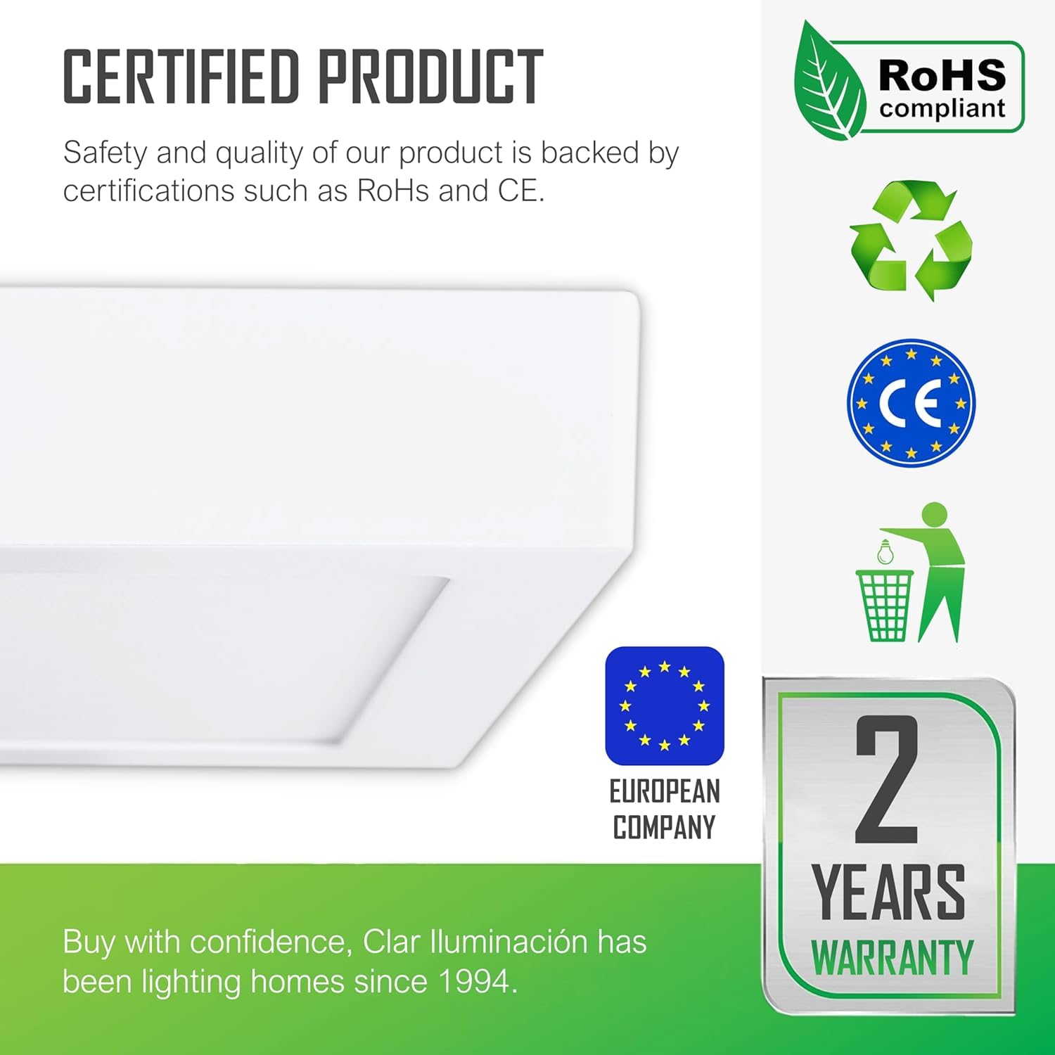CLAR - Downlight LED Powierzchnia 20W Kwadrat, Sufity sufitowe LED, Kinkiet LED Powierzchnia sufitu, Sufity LED, Plafon LED Plac Sufitowy, Zimne światło 6500ºK (Pack 10)