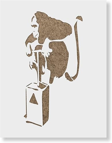 Plantilla de monkey Bomb Banksy - Arte de pared de Banksy, impresiones de Banksy, plantilla de graffiti, arte de Banksy, lienzo de Banksy