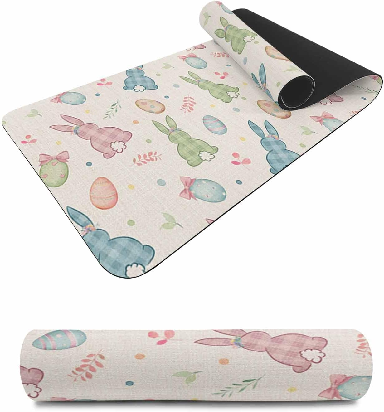 Countertop Protector Mats, Easter Rabbits Bunny Tail Colorful Eggs Blue Pink Non-Slip Heat-Proof Dining Table Mats Decorative Surface Protection for Countertops Kitchen Islands Tables 12"x 48"