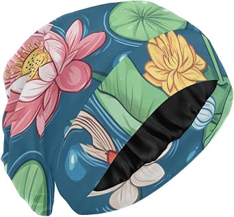 Satin Bonnet Sleeping Hair Wrap Cover Lined Sleep Cap for Curly Long Natural Hair Women Men Slouchy Beanie