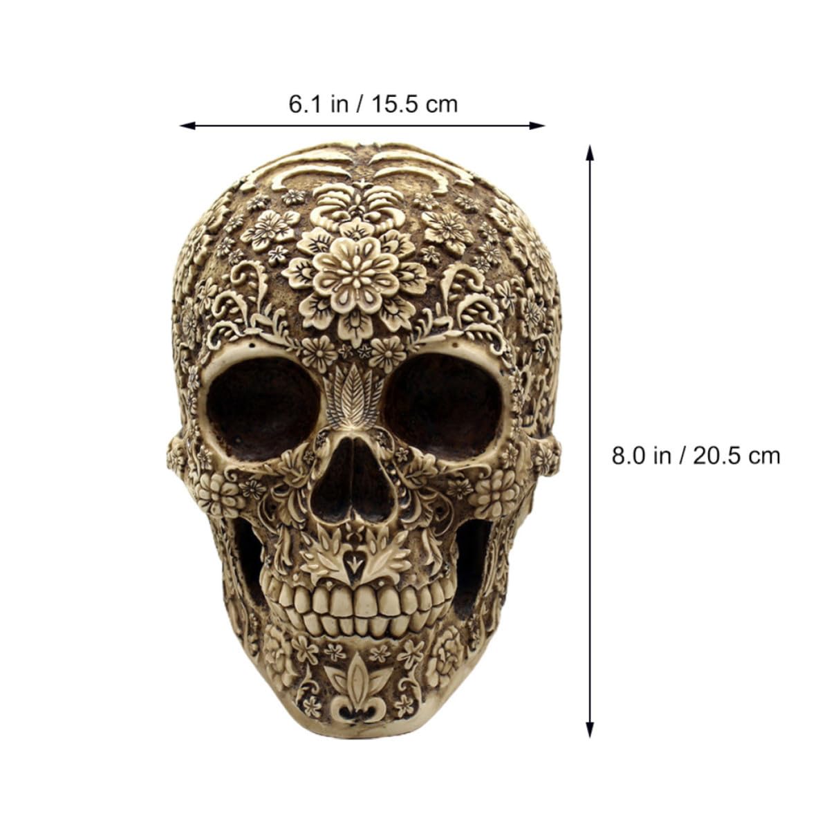 2 Piezas Adorno Forma de Calavera de Resina Café Retro