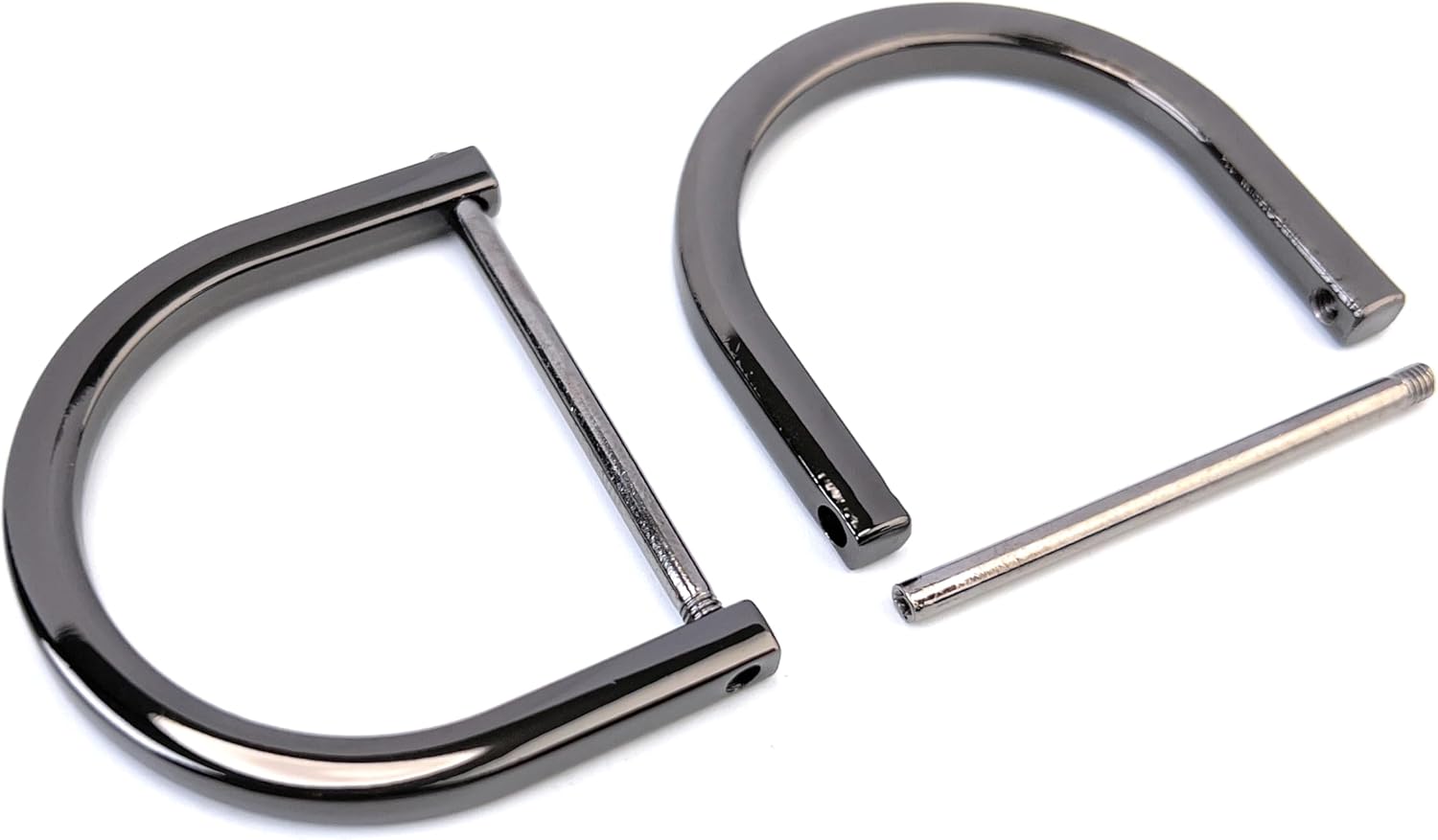 4 anillos en D resistentes con grillete de 1-12 pulgadas, color negro plomizo, en forma de U, anillo D de repuesto para bolso, llavero, collar de