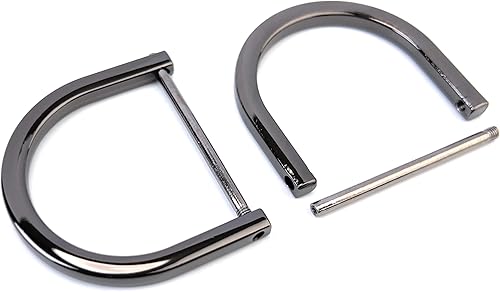 4 anillos en D resistentes con grillete de 1-12 pulgadas, color negro plomizo, en forma de U, anillo D de repuesto para bolso, llavero, collar de