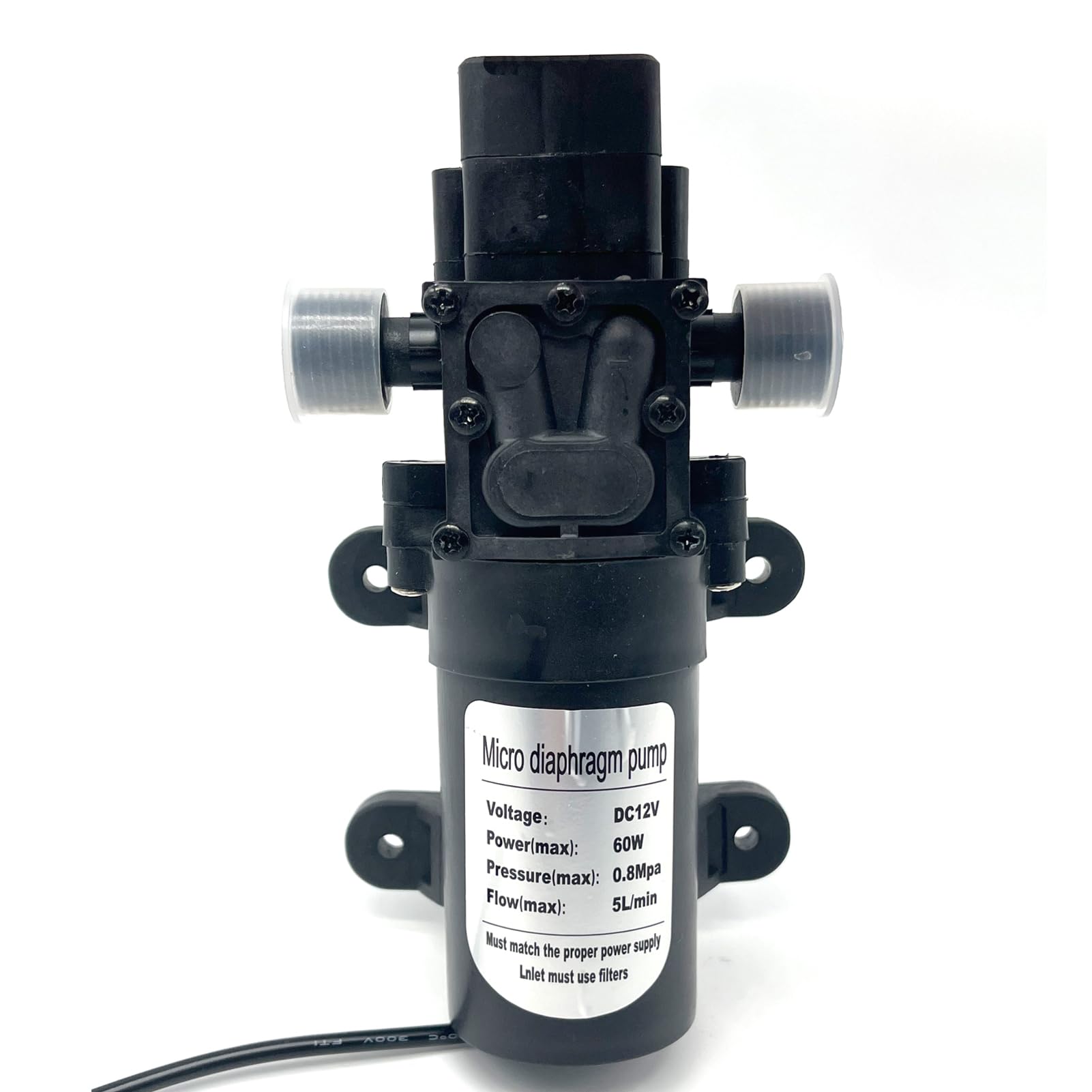 Pompa Acqua Camper, DC 12V Pompa Dell'Acqua Ad Alta Pressione 5 L/min 116psi 60W Pompa Dell'Acqua Autoadescante Pompa Dell'Acqua Per Camper, Barche, Roulotte E Il Giardino