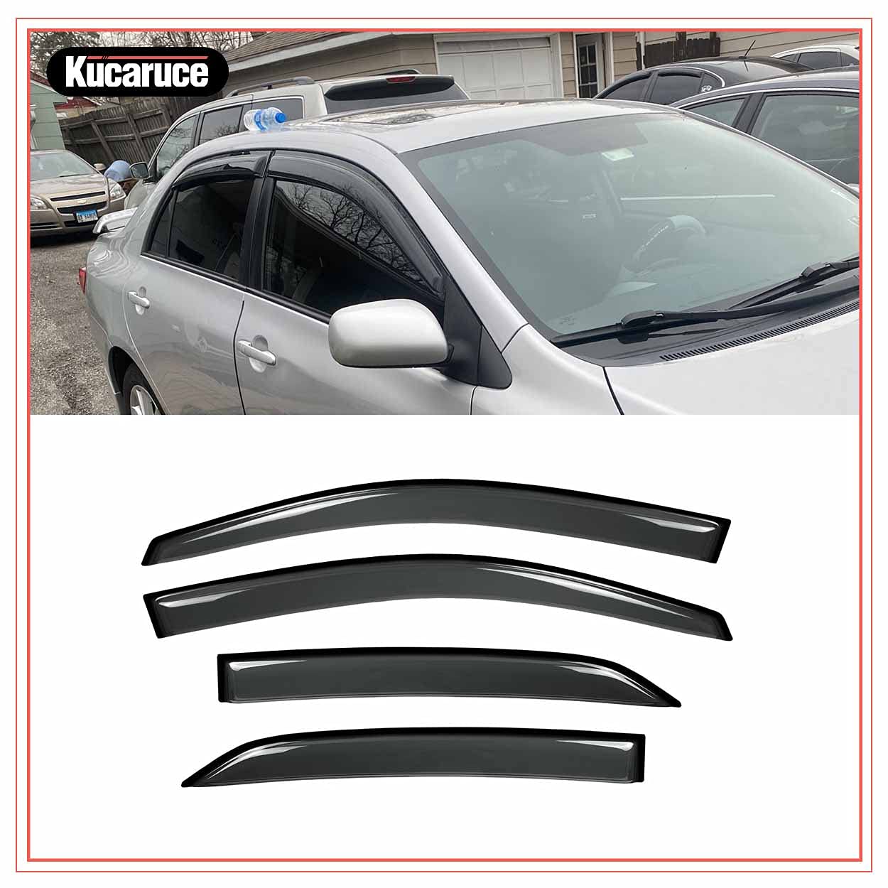 Kucaruce OutChannel Tape On Side Wind Deflector,Dark Smoke Sun Rain