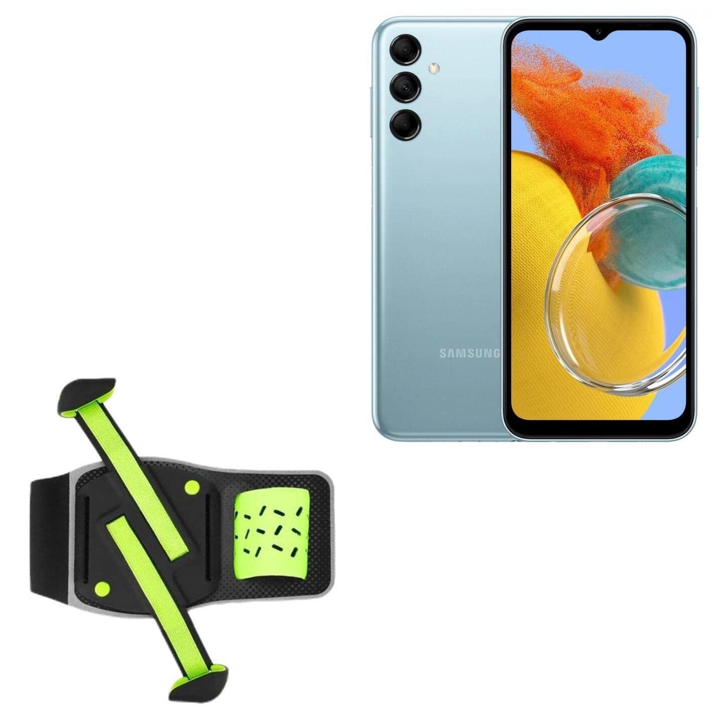 BoxWave Holster Compatible with Samsung M14 - FlexSport Armband, Adjustable Armband for Workout and Running - Stark Green