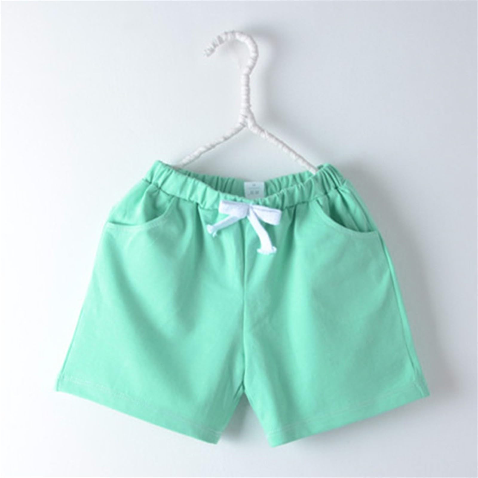 Girls Running Athletic Short Elastic Waist Solid Color Lightweight Shorts Boys Comfortable Summer Casual (K, 7-8 Years)