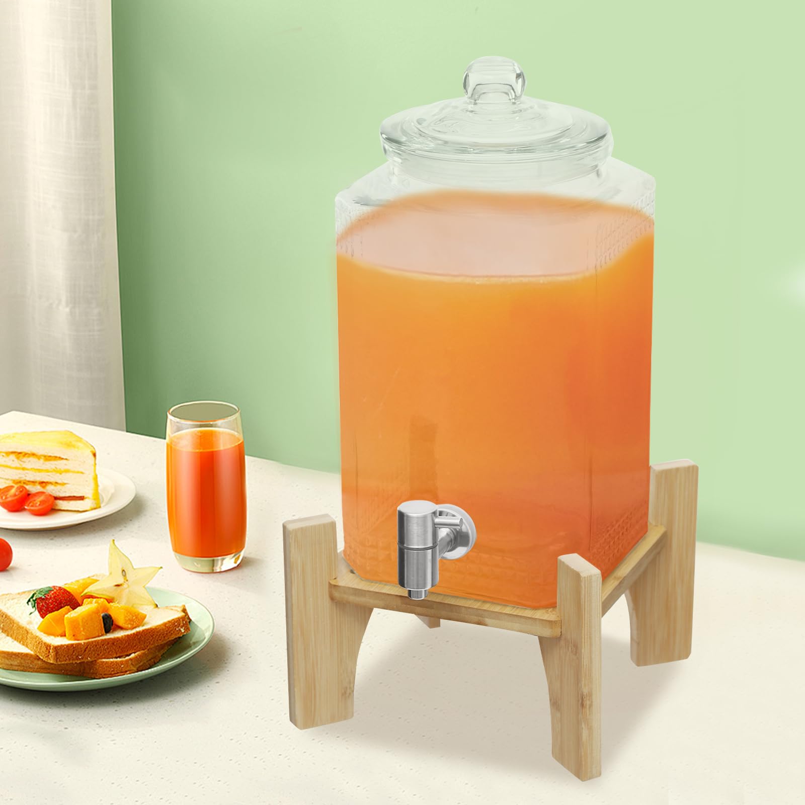 Dispenser di bevande in vetro con rubinetto, distributore di succhi d'acqua, capacità 5 litri per teiera alla frutta per la preparazione di tè freddo, limonata e succhi di frutta