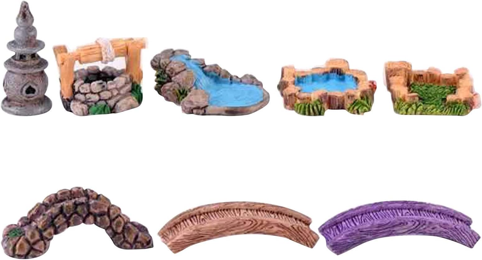 EKDJKK 8pcs Micro Landscape Ornament Miniature Fairy Garden Accessories Simulation Outdoor Garden Fish Tank Figurines(8pcs)