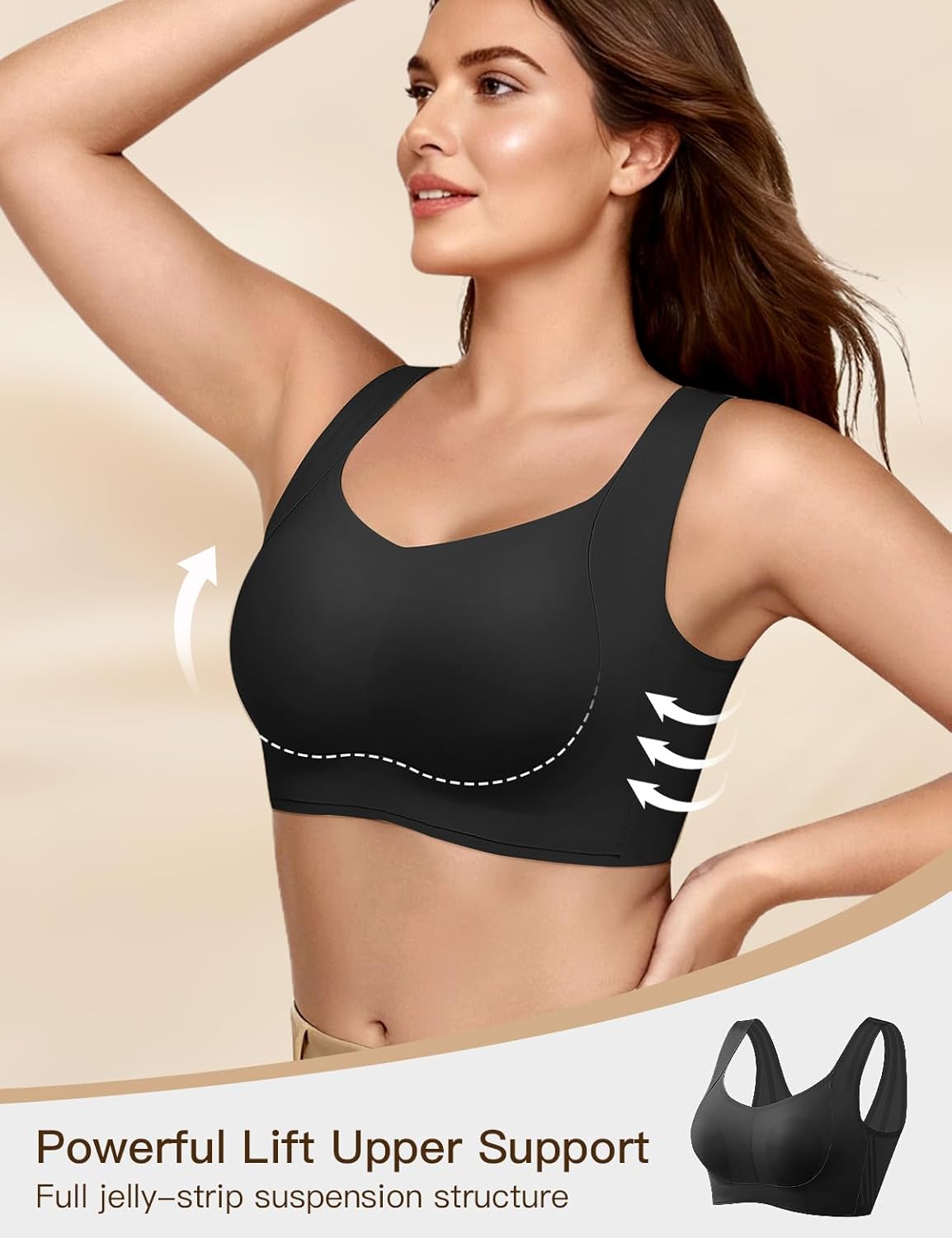 Wireless Jelly Bras for Women Supportive Bras Sexy Comfy Bralette Seamless Tshirt Everyday Bra Gentle Support All-Day Lift - Image 2