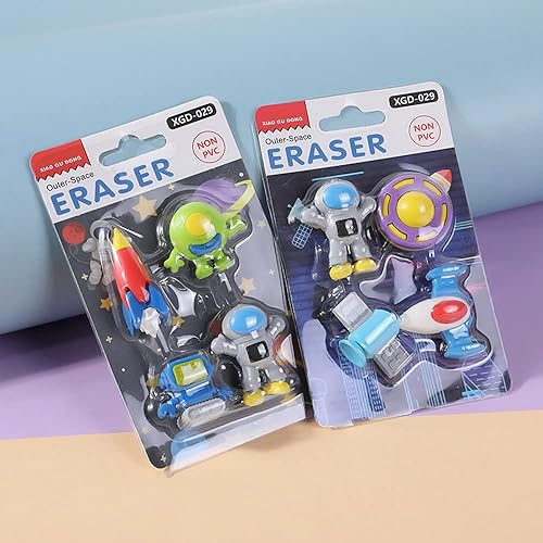 Miniatura 2 de 16 borradores de rompecabezas del espacio exterior, borradores de lápiz espacial 3D para recuerdos de fiesta, premios de aula, regalos de Navidad