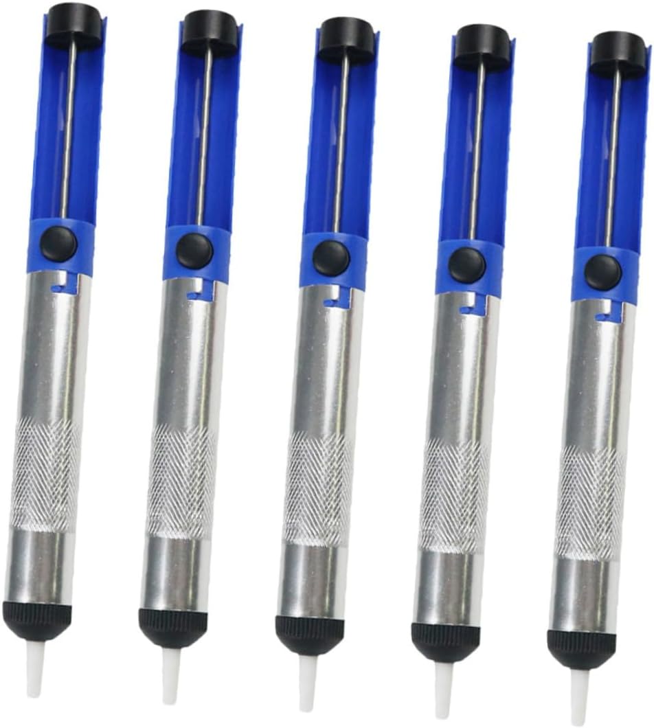 ARTIBETTER 5pcs Aluminum Alloy Desoldering Pump Tool Strong for Efficient Solder Removal One-handed Design for Circuit Board Repair for Electronics and Projects