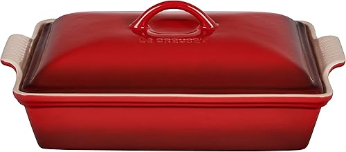 Le Creuset Heritage plato rectangular con tapa 12 x 9 pulgadas de cerámica Cereza