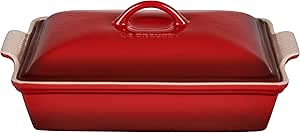 Le Creuset Stoneware Heritage Covered Rectangular Casserole, 4 qt. (12" x 9"), Cerise