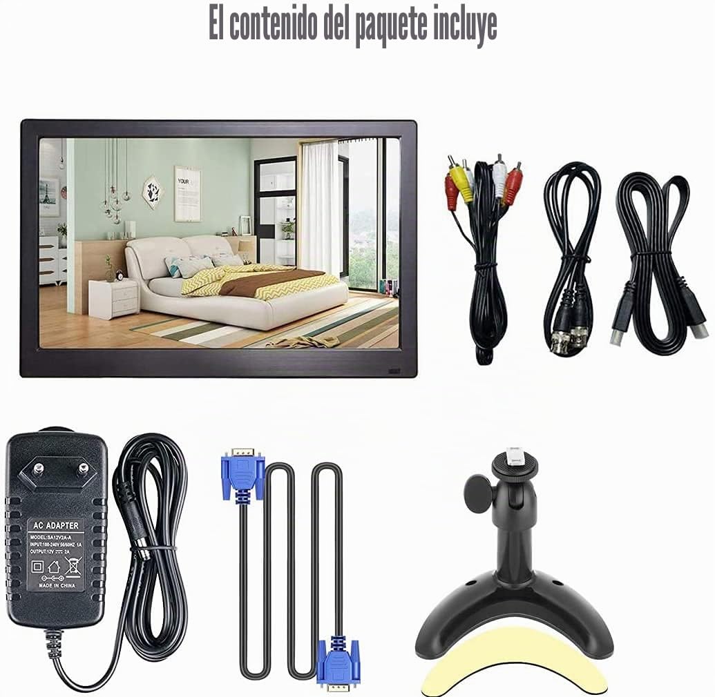 Monitor LED portátil 11,6" IPS HD 1920 x 1080 p, plug & play con VGA/BNC/HDMI/AV/USB/DC, entrada para PS3/PS4, Xbox One, PC, Raspberry Pi, cámara de seguridad