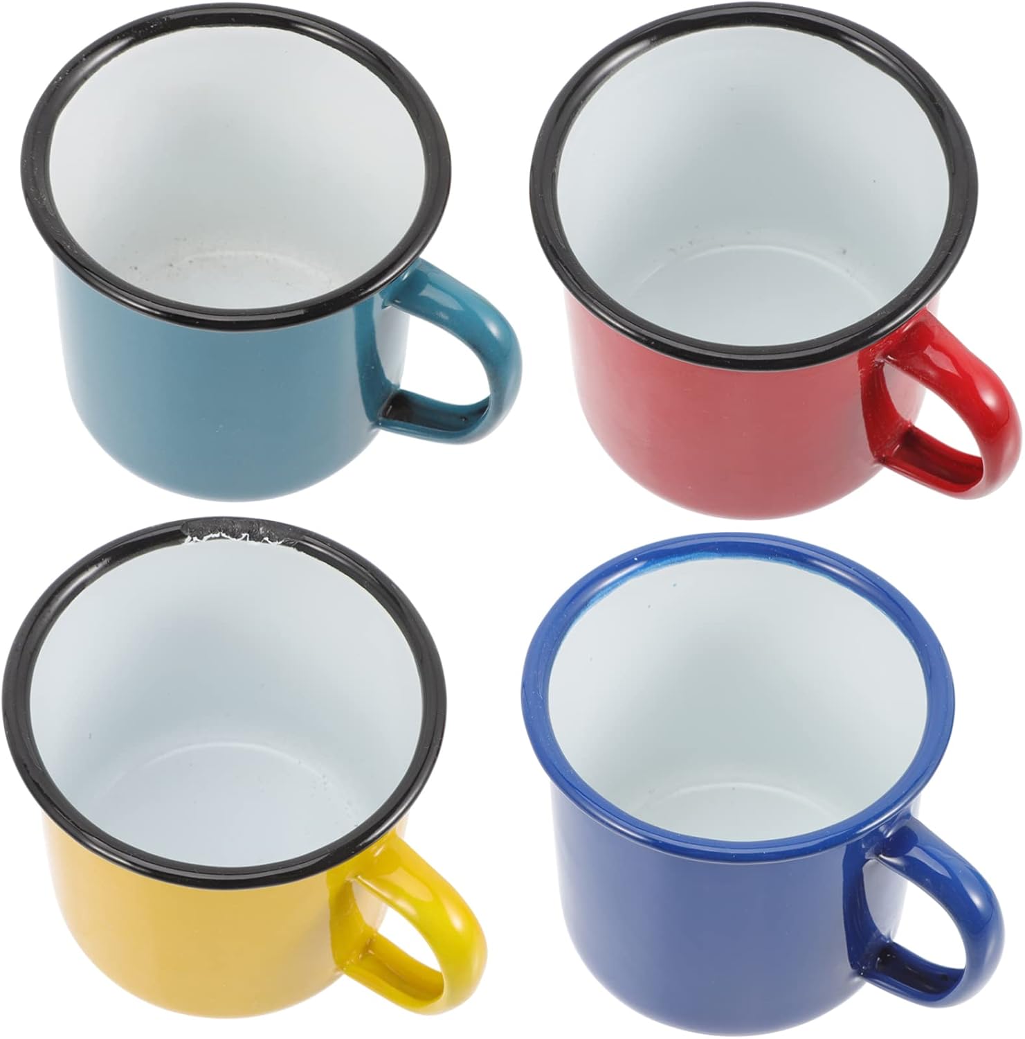 Luxshiny 4Pcs Enamel Mugs Vintage Classic Design Easy to Clean Outdoor Camping Cups for Tea Milk and Water Home Supplies