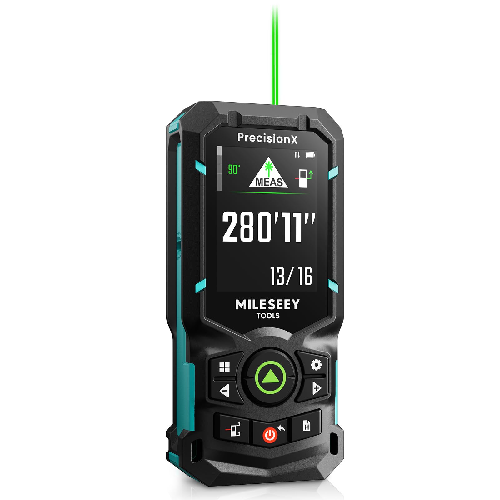 MiLESEEY S50 Green Laser Distance Meter – 400ft Measurement Tool with Level, ±1/16" Accuracy, Ft/in 8 Units, Pythagorean/Area/Volume, P2P, 2.4" Backlit Display, IP54 for Construction, Home