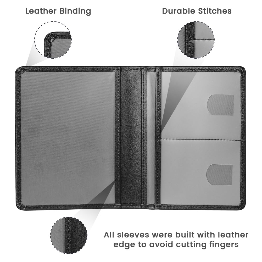 URAQT Fahrzeugschein Hülle, Card Wallet Ultradünne, KFZ Schein Unisex mit Kartenfächern, Kartenhülle Reisepasshülle für KFZ Fahrzeugschein, Ausweis, Karten Schwarz PU