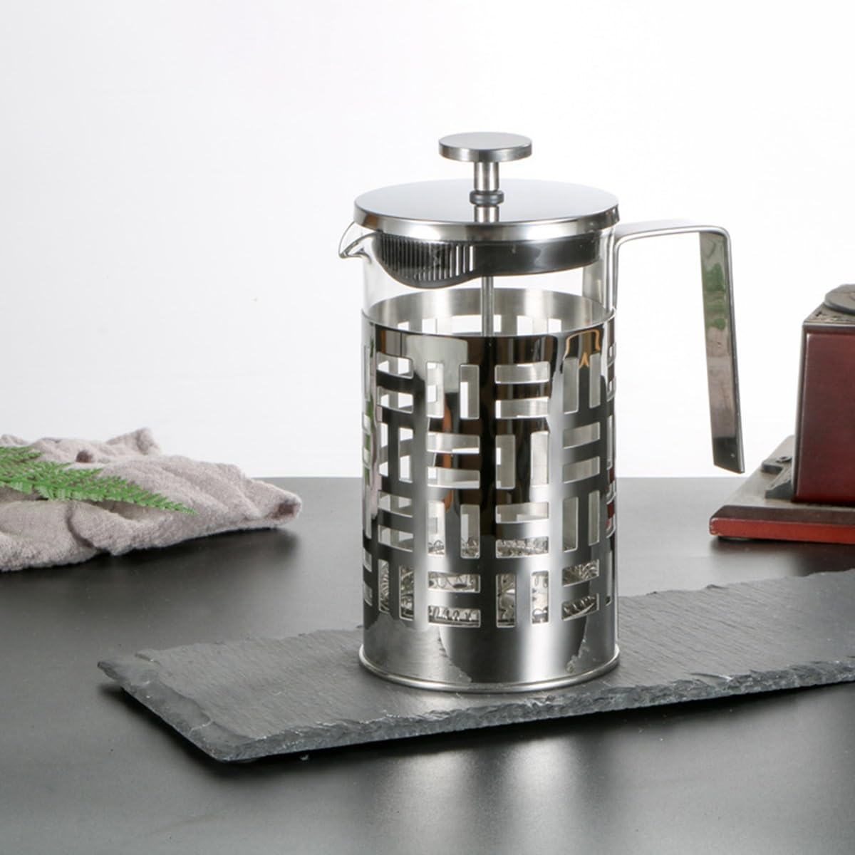 Ekspres Do Kawy French Press, Ekspres Do Kawy Espresso, Miedziany Zimny Napar, Odporny Na Ciepło, Zagęszczony Borokrzemowy Dzbanek Do Kawy Z 3 Filtrami Ze Stali Nierdzewnej(/Silver C,600ml)