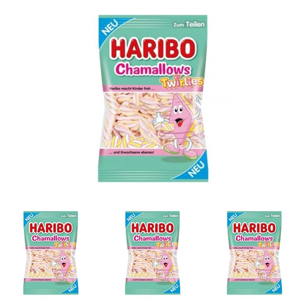 Haribo Chamallows Twirlies Schaumzucker (1 x 200g) (Packung mit 4)