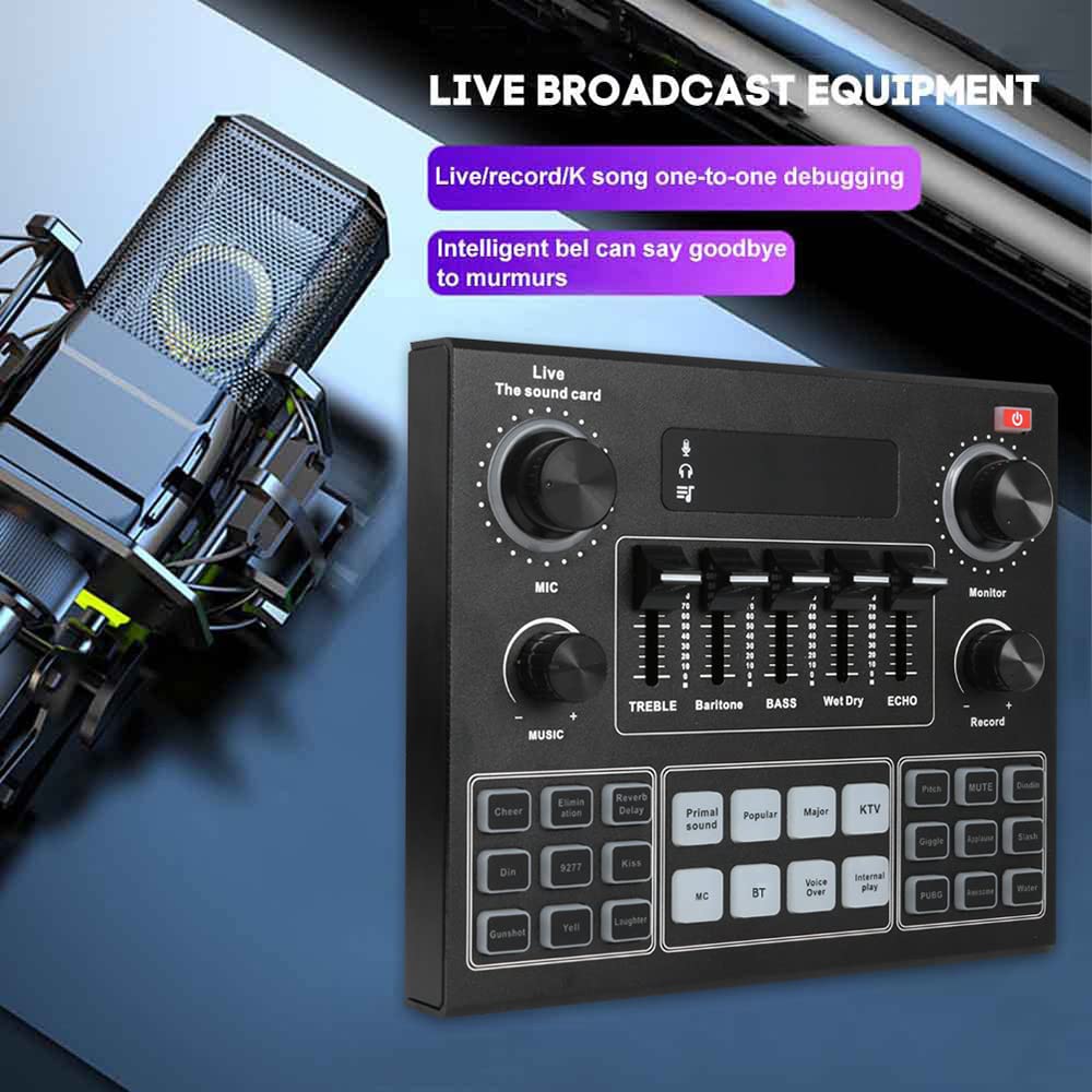 Scheda Mixer Audio Bluetooth Mini, Scheda Audio Live con Vari Effetti sonori, Scheda Audio Cambia Voce in Streaming Live per la Registrazione di Musica, Trasmissione di canti