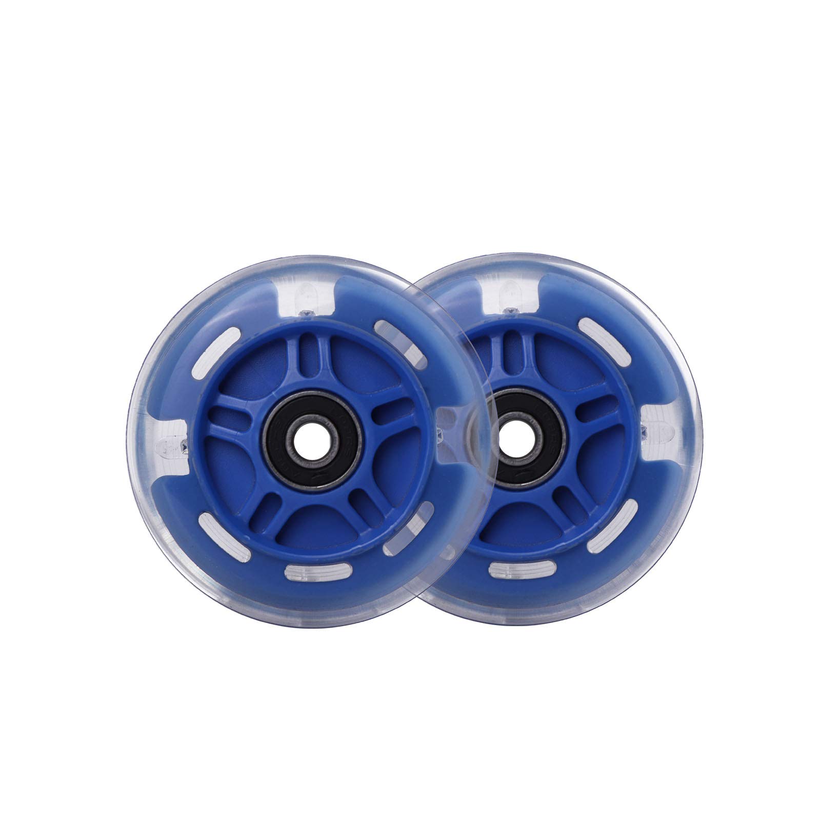 Ruedas de repuesto para patinete con luz LED de 120 mm y 80 mm, blanco intermitente, compatible con Micro Mini, Maxi Deluxe, Globber de 3 ruedas para niños, juego de 4 (azul marino)