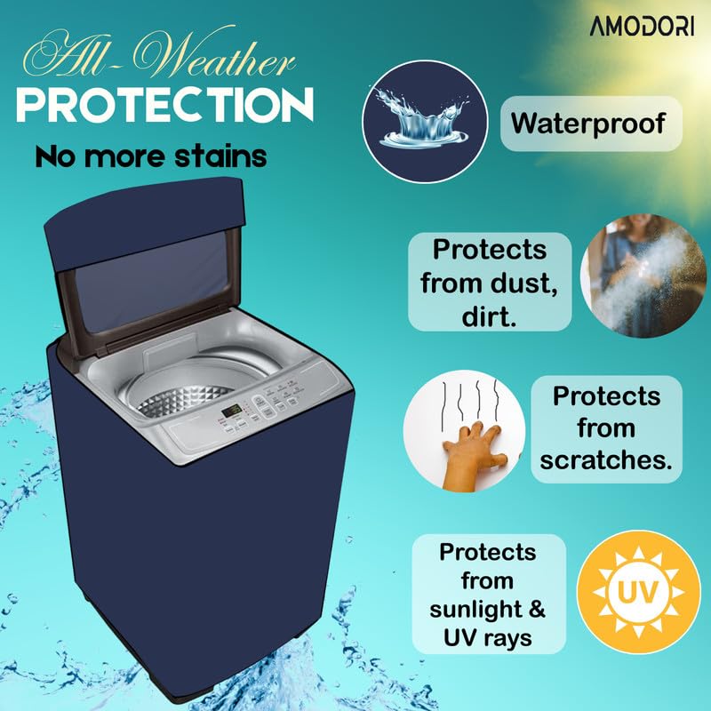 Image of Waterproof Top load washing machine cover Compatible for LG 7 Kg (T70AJMB1Z) Solid Blue Print
