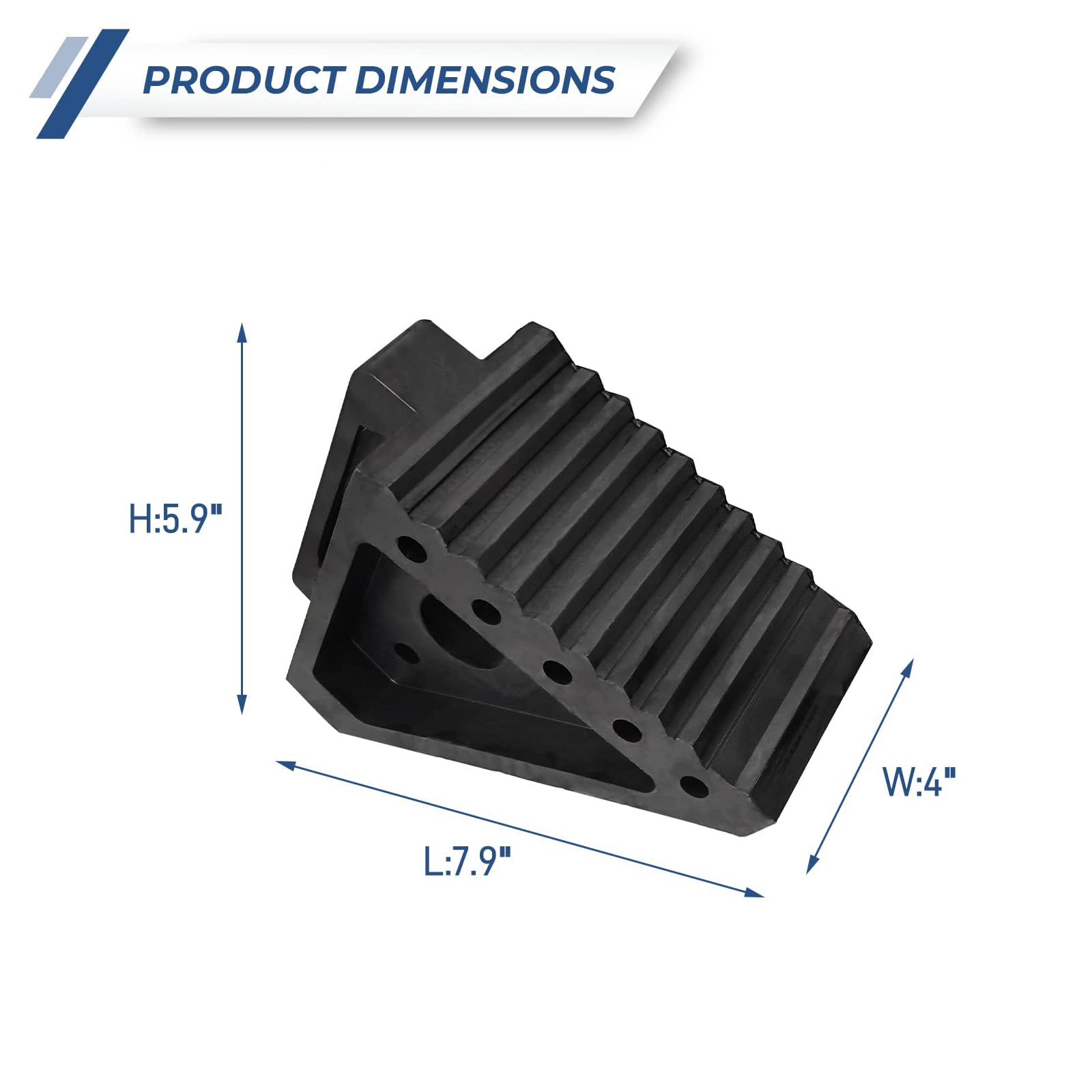 HOXWELL Solidne, wytrzymałe gumowe kółka, 2 sztuki, Premium Chock for Car, Travel Trailers, RV, Truck and ATV (2 szt., czarny) 2 x 4" x 6"