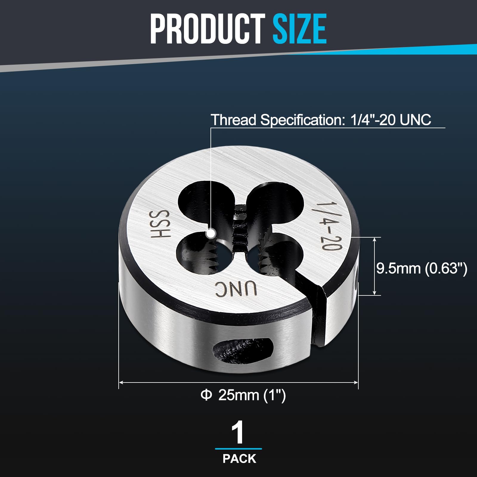 PATIKIL Round Threading Die 1/4"-20 UNC High-Speed Steel Adjustable — Amazon image 2