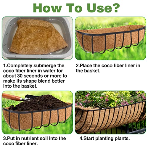 ANPHSIN 36 Inch Coco Liners for Window Planter Box - 3 Pack 100% Natural Coconut Coir Fiber Liner Replacement for Deck Flower Box, Garden Railing Fence Trough, Wall Planter Basket, Vegetables Pot