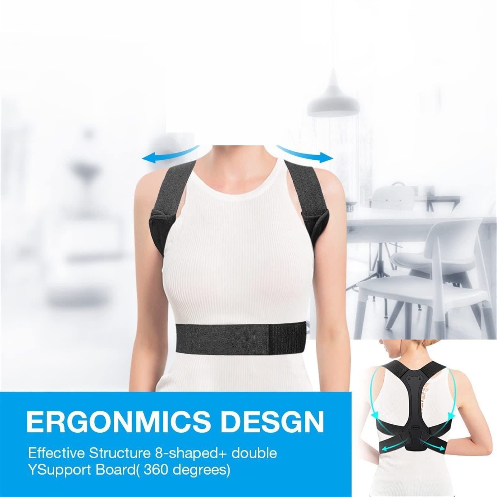 Corrector de Espalda Corrector de Postura Ajustable Soporte para la Espalda Soporte para la Columna Vertebral Fisioterapia Cinta para Fijar la Salud para Hombres Mujeres para la Salud y la Relajación