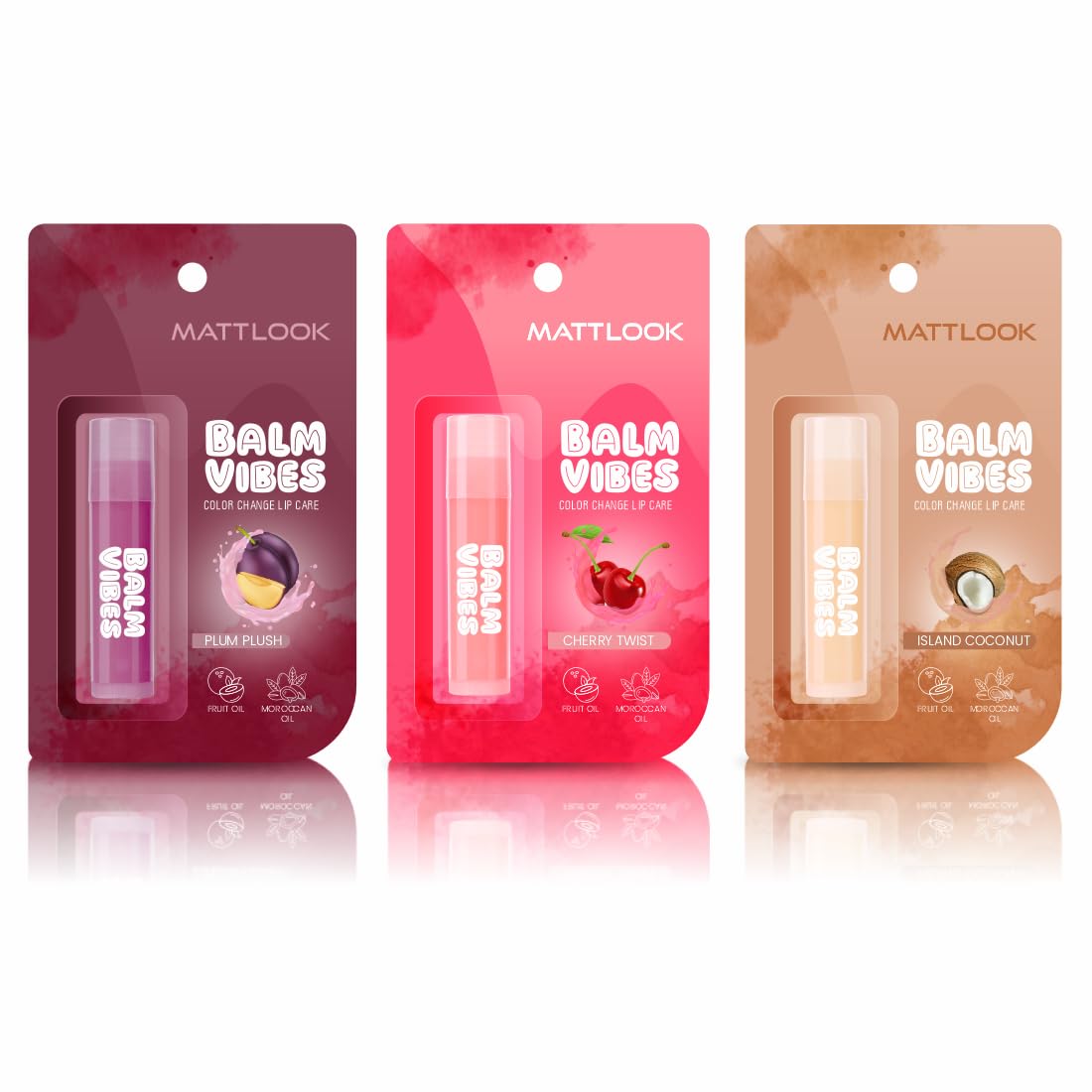 MATT LOOK Balm Vibes Color Change Lip Care Balm for Women - Long-Lasting Hydration, Softening, and Protective Lip Balm with Fruit Oil and Moroccan Oil, Pack of 3 - Set01-image-7
