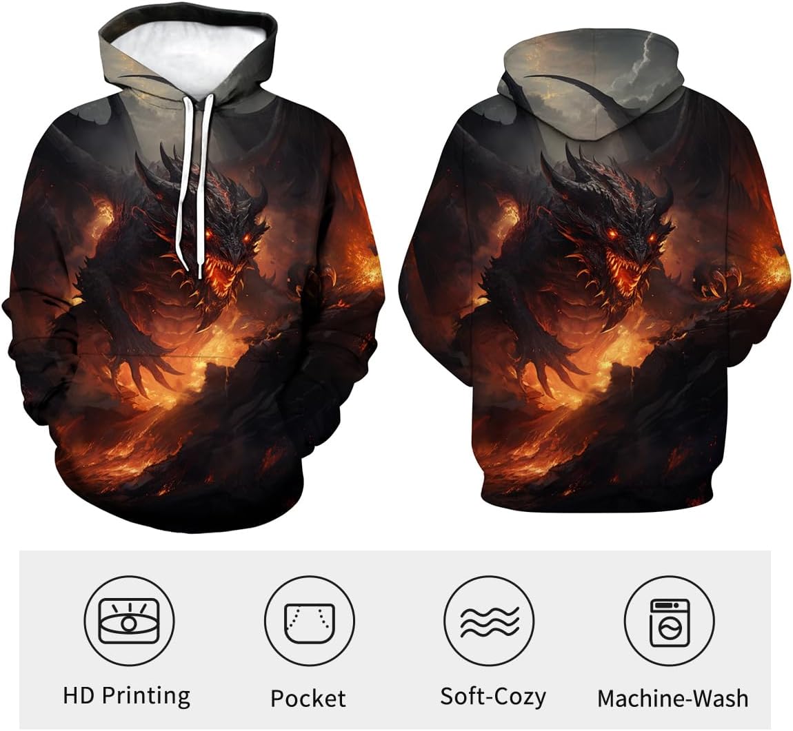 Traditional Dragon Hoodie Funny Anime Graphic Sweatshirts - Image 3