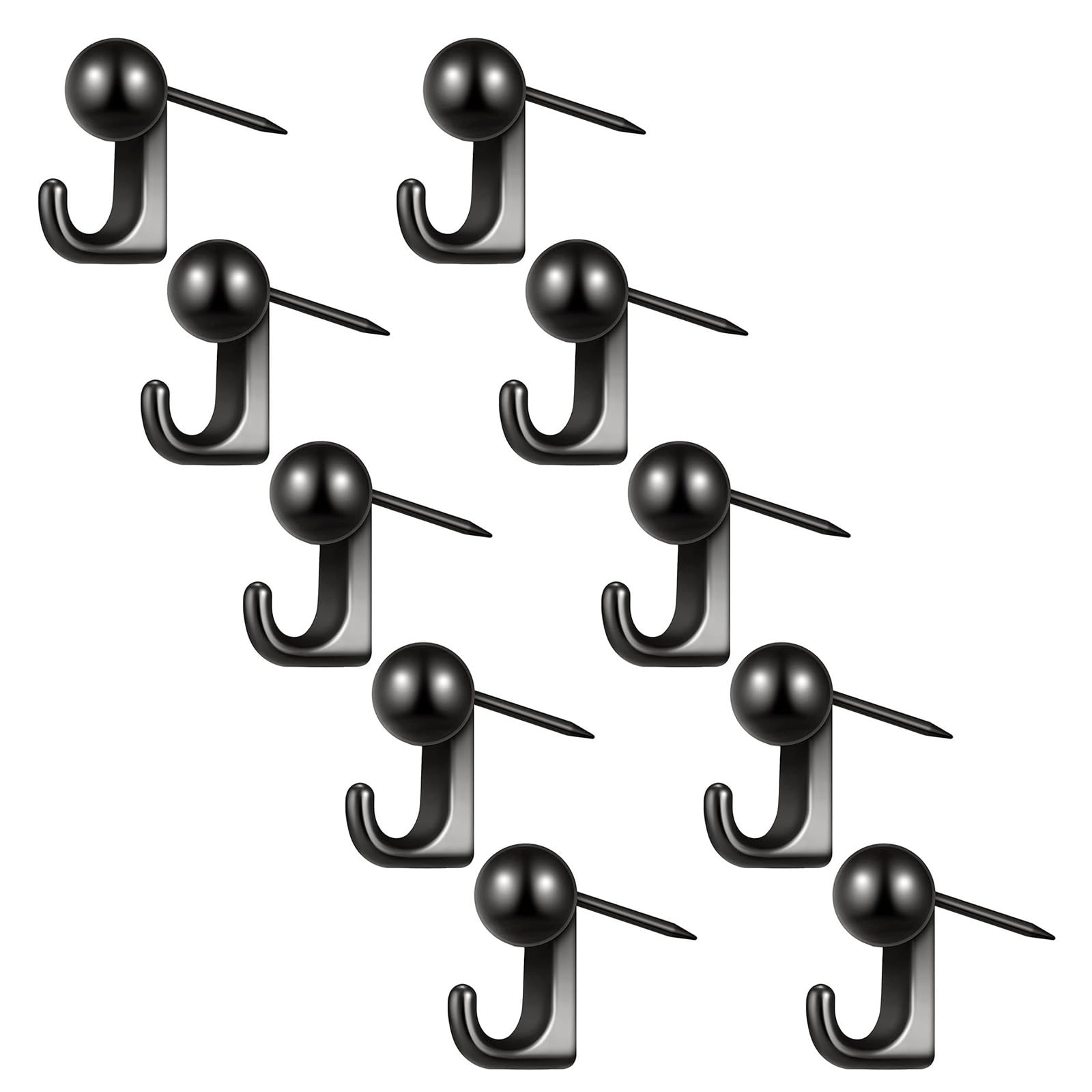 Msioytog Professional Zinc Alloy Push Pin Wall Hooks, 10Pcs Rustproof Heavy Duty Hangers for Home Organization Push Pin Hook