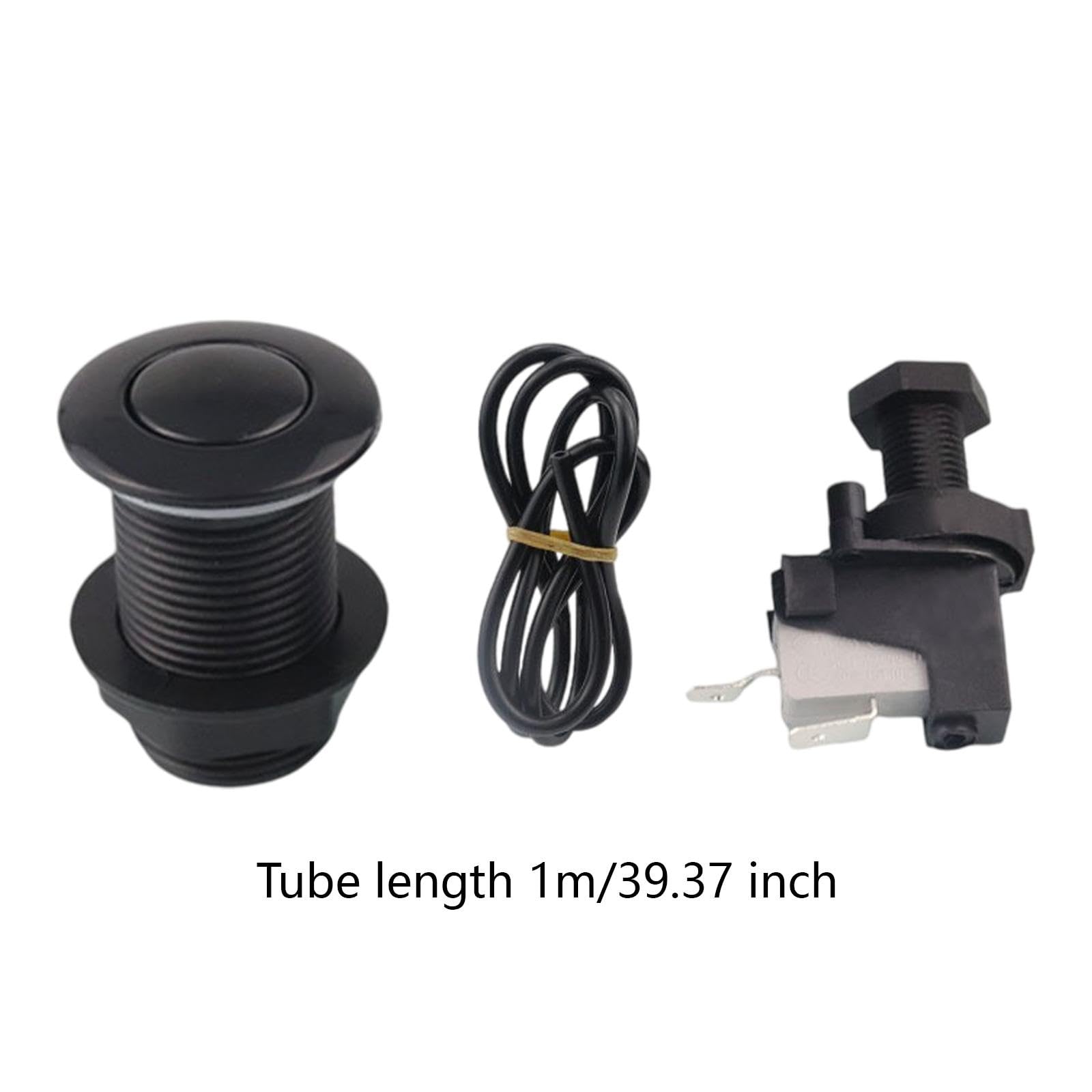 Interruttore pneumatico Interruttore a pulsante aria Interruttore a pulsante acceso/spento per vasca da bagno Interruttore per smaltimento rifiuti SPA, 32mm Tutto Nero