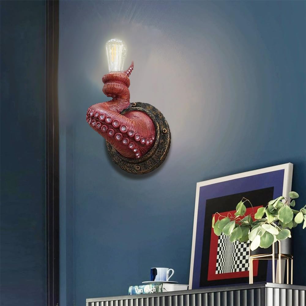 Kinkiet W Kształcie Ośmiornicy W Stylu Retro, Lampa W Kształcie Macki, Zasilany Baterią 3-watową Led, Dekoracja W Stylu Pirackim, Kreatywna Lampa ścienna Z żywicy