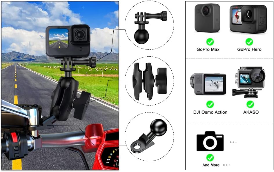 compatible with ram mounts for motorcycle phone mount1 inch ball mount double socket arm %ef%bc%88r12%ef%bc%891