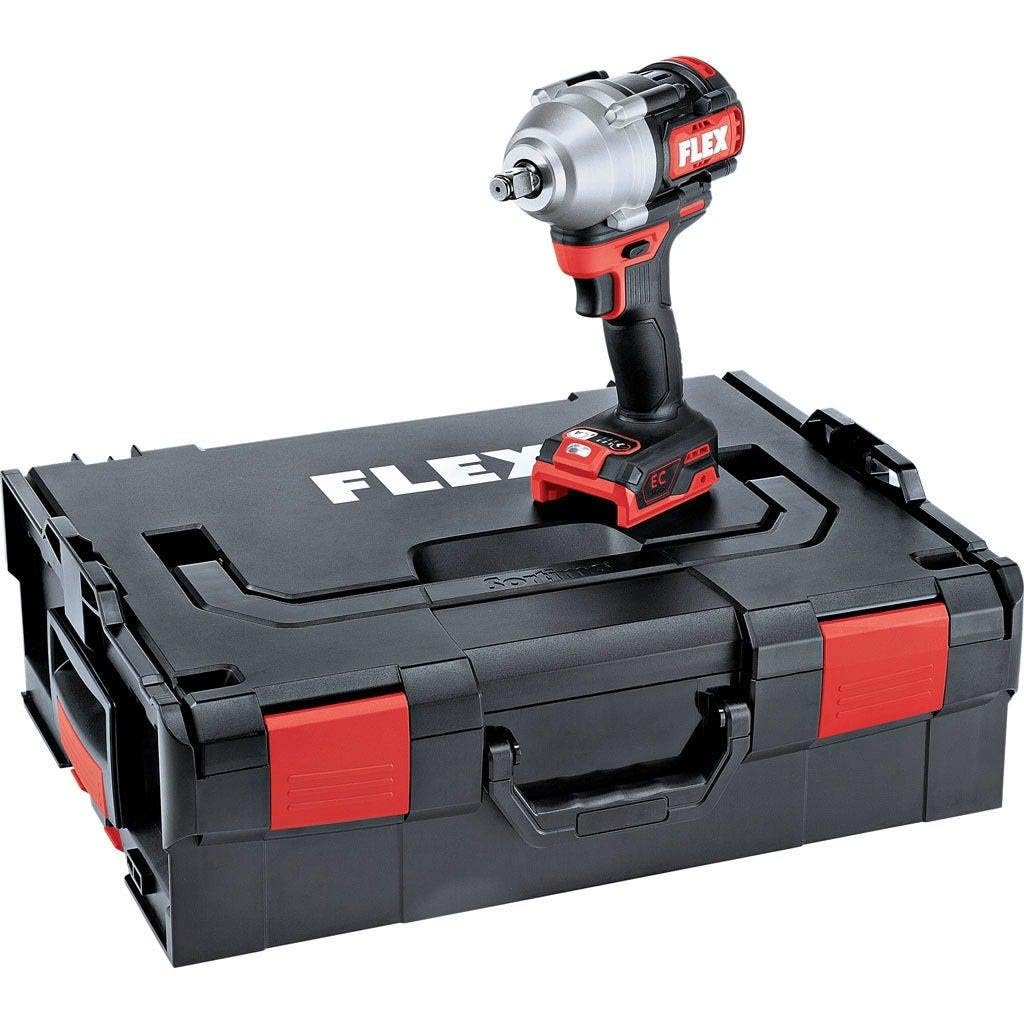 Flex Akumulatorowa wkrętarka udarowa IW 1/2" 750 18.0-EC (bez akumulatora, 18 V, z L-Boxx, silnik bezszczotkowy, 3 poziomy momentu obrotowego, uchwyt narzędziowy 1/2" na zewnątrz, mocny mechanizm