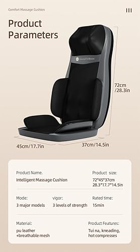 Miniatura 8 de Silla de masaje Shiatsu con calor, respaldo completo Shiatsu y rodadura, cómoda almohadilla para silla de masaje para aliviar el estrés, regalo para