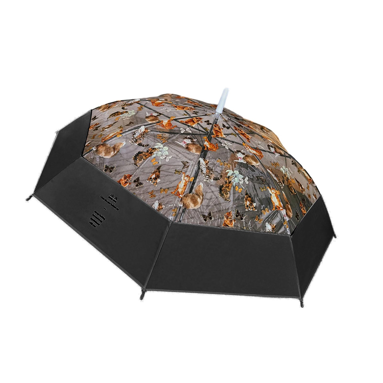 Bubefskd Women's Black Durability Fiber Frame Clear Umbrella With Cats Print Rain Shelter Umbrellas For Commuting And Outdoor Activity Windproofs Pet Umbrella
