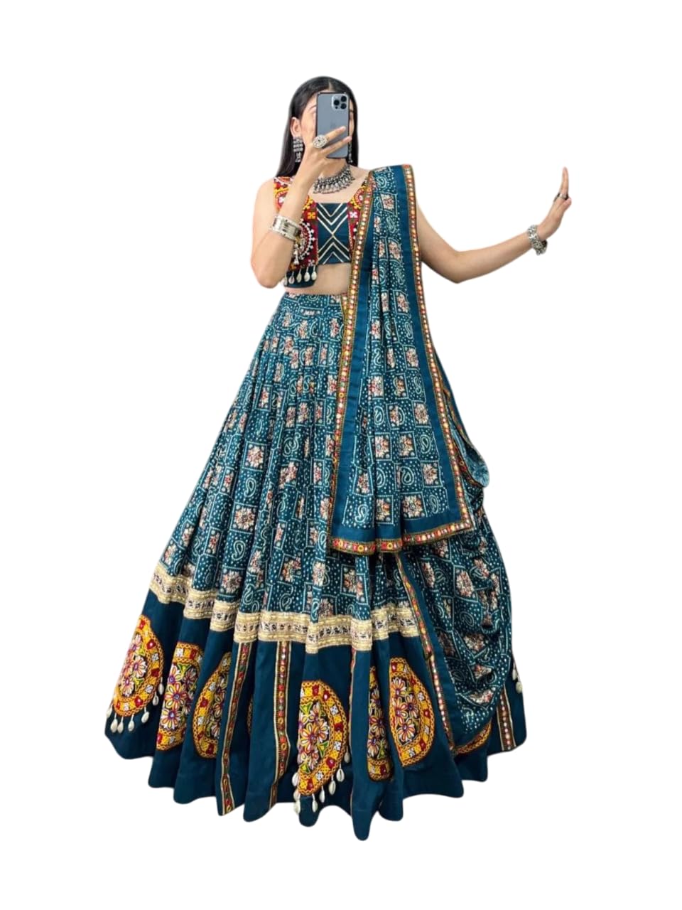 Women's Pure Rayon Printed Gamthi Patch Work Lehenga Choli-image-49