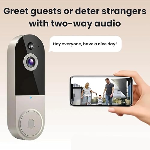 Miniatura 2 de Timbre de puerta seguro inalámbrico, timbre seguro sin cargo mensual, timbre de video inalámbrico Wi-Fi, visión nocturna, audio bidireccional, forma