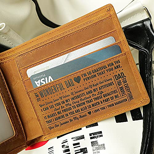 Letoor Dad wallet from daughter Personalized Slim Biflod Leather Wallet for Dad,Gifts for Birthday,Father's Day,Christmas day. - Image 5