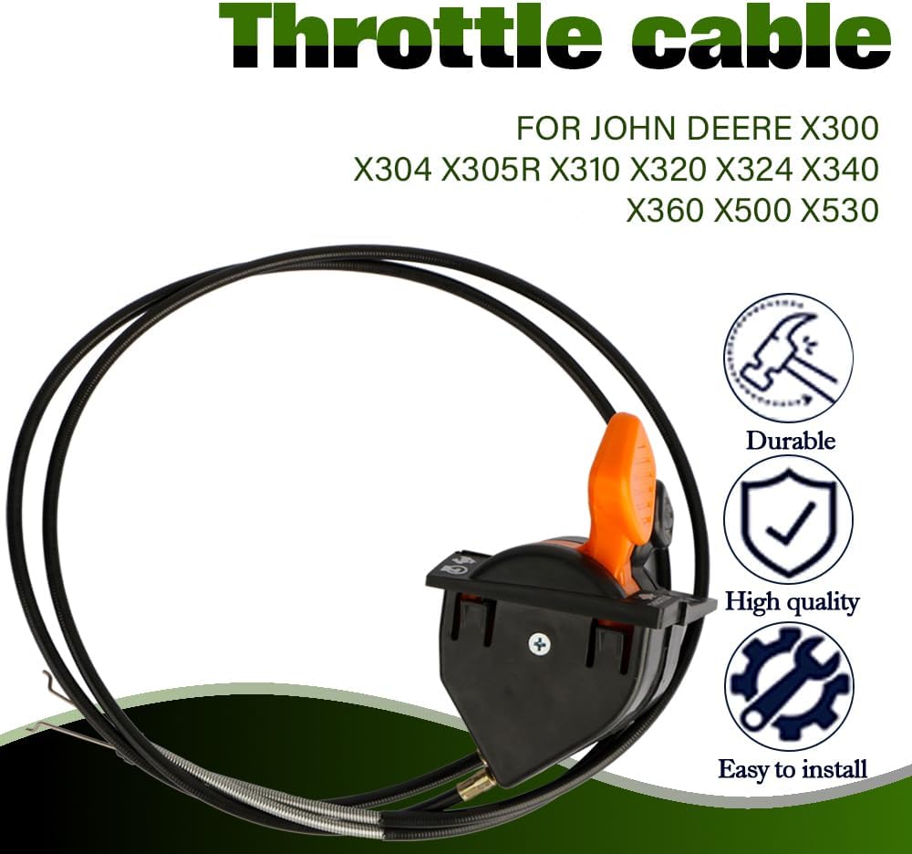 AM140333 New Throttle Choke Lever Cable Replacement for John Deere X300 X304 X305R X310 X320 X324 X340 X360 X500 X530