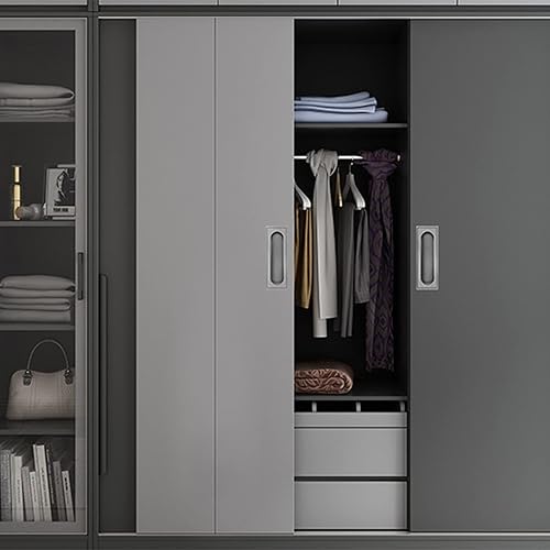 Miniatura 5 de Tiradores de dedo empotrados, 4 manijas de puerta corredera integradas de acero inoxidable con tornillos ocultos, agujero lateral rectangular, mango