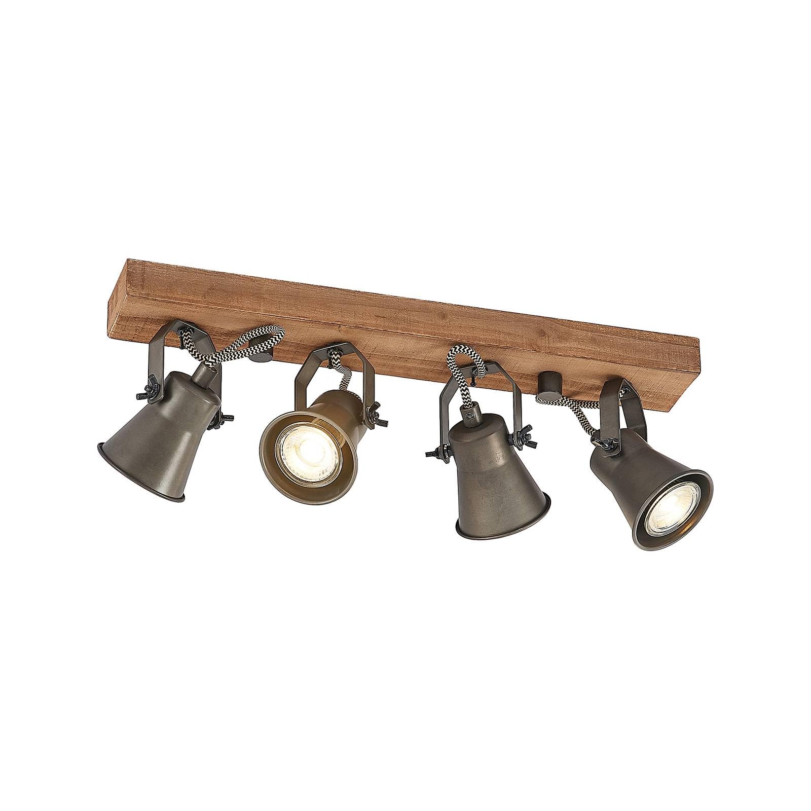 Lindby Ceiling Light Grandesa dimmable (Vintage, Antique) in Brown Made of Wood for e.g. Living Room & Dining (4 Light Sources GU10) from floodlight Spotlight